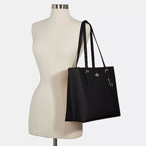 Coach Black Mollie Tote Bag, black with red interior. EUC